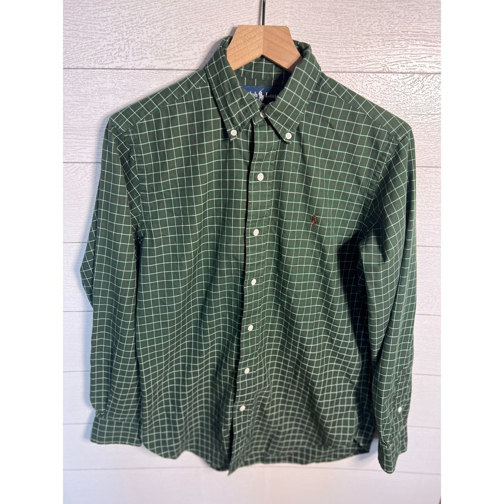 Polo Ralph Lauren Men Small Green Plaid Button Down Shirt Ivy League Preppy